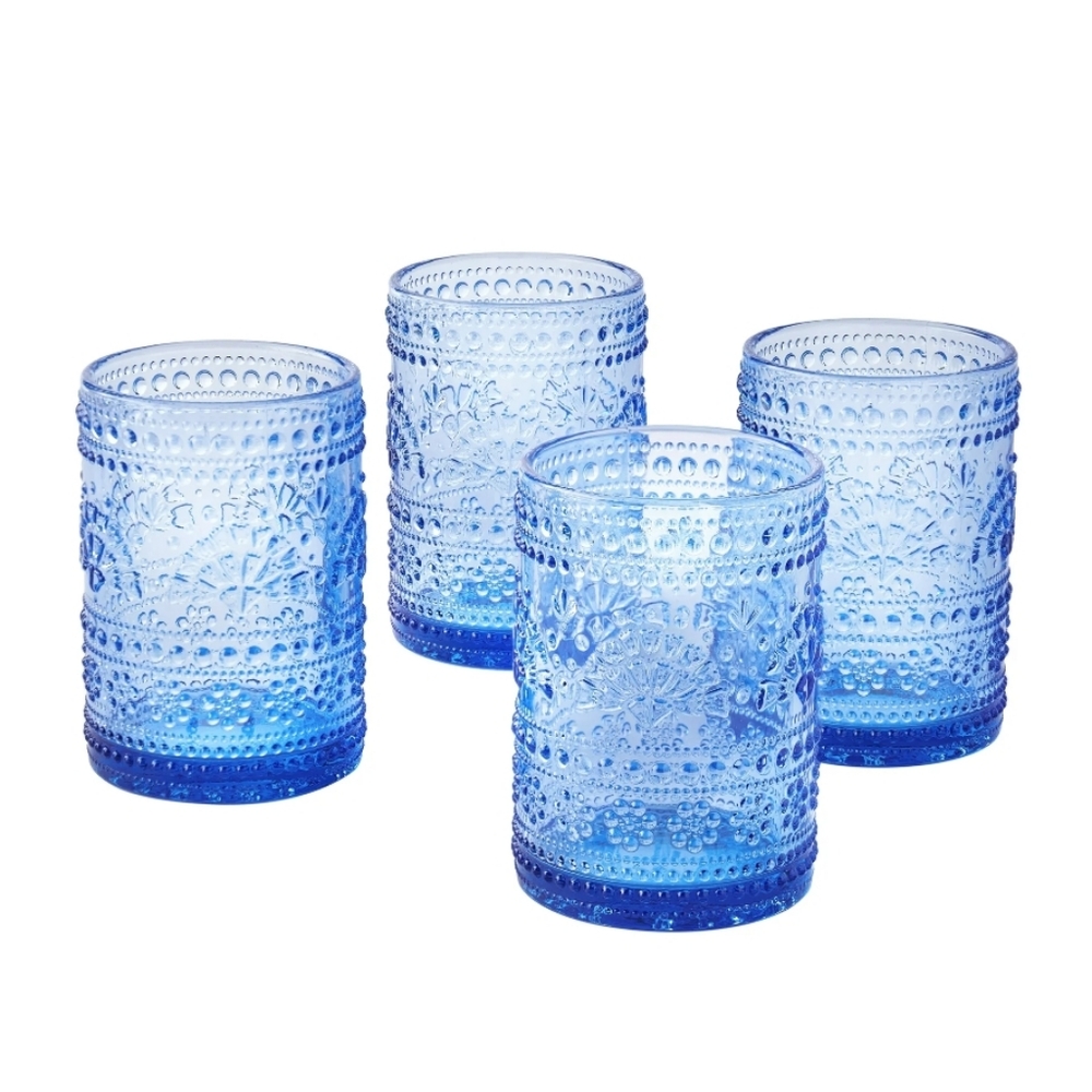 ❤️ New 2025 Pioneer Woman Channing  Blue Tumblers Vintage-Style Drinkwar…